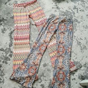 2 Pair of colorful bell bottom pants size L